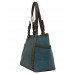 Tote Bag - 2-Side Pockets Leather-like Tote w/ Whipped & Buckled Straps - Blue - BG-MB1714BL